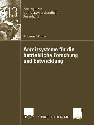 cover image of Anreizsysteme für die betriebliche Forschung und Entwicklung
